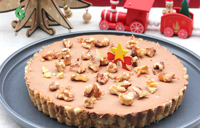 簡単！子供も喜ぶ！クルミたっぷり濃厚チョコムースタルト